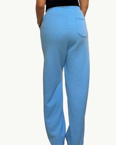 WIDE LEG WOMENS POCKET SWEATPANTS IN SKY