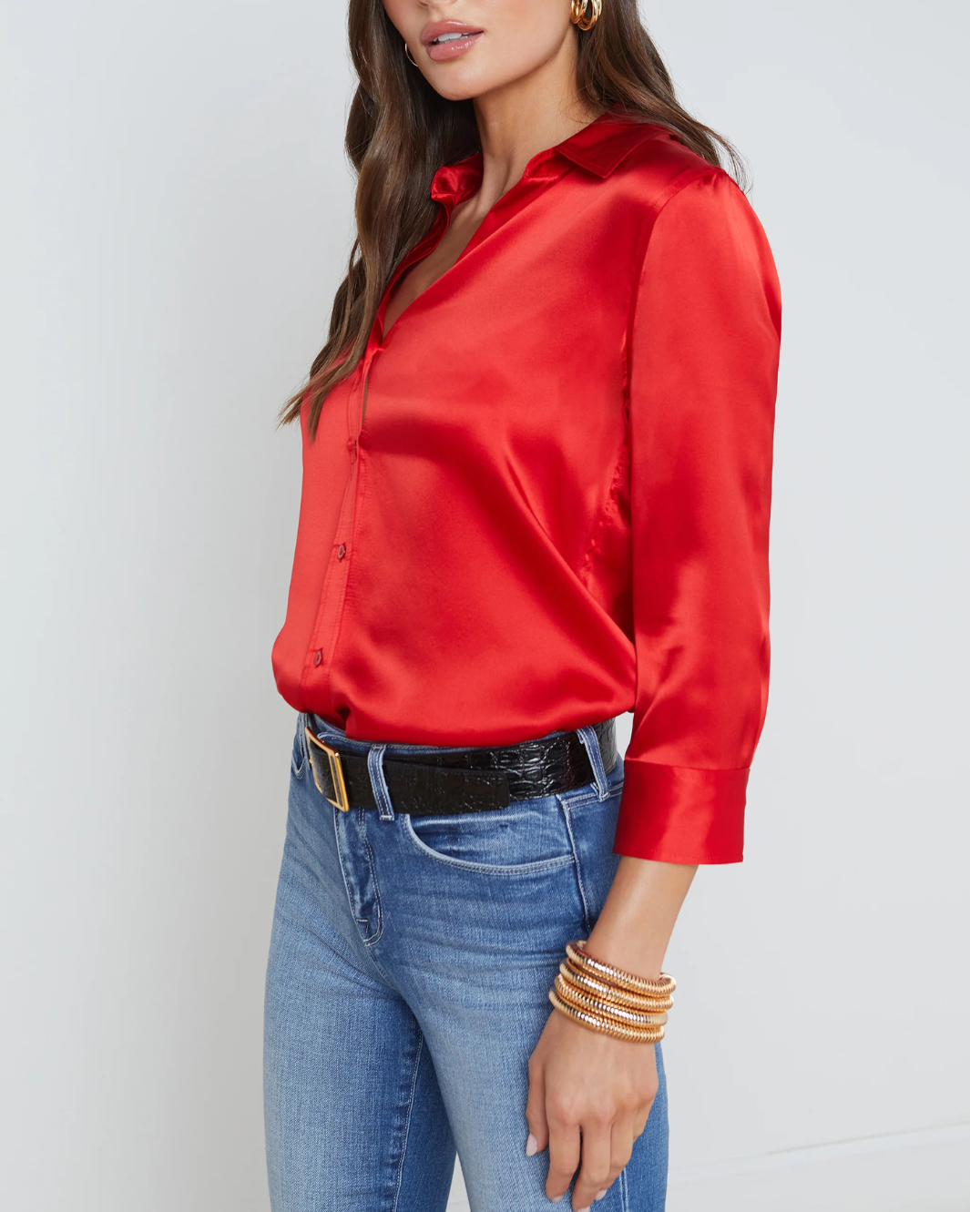 DANI 3/4 SLEEVE BLOUSE IN HIGH RISK RED