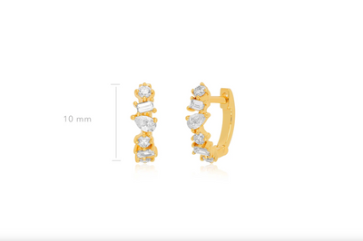 DIAMOND MULTIFACETED MINI HUGGIE EARRING IN 14K YELLOW GOLD