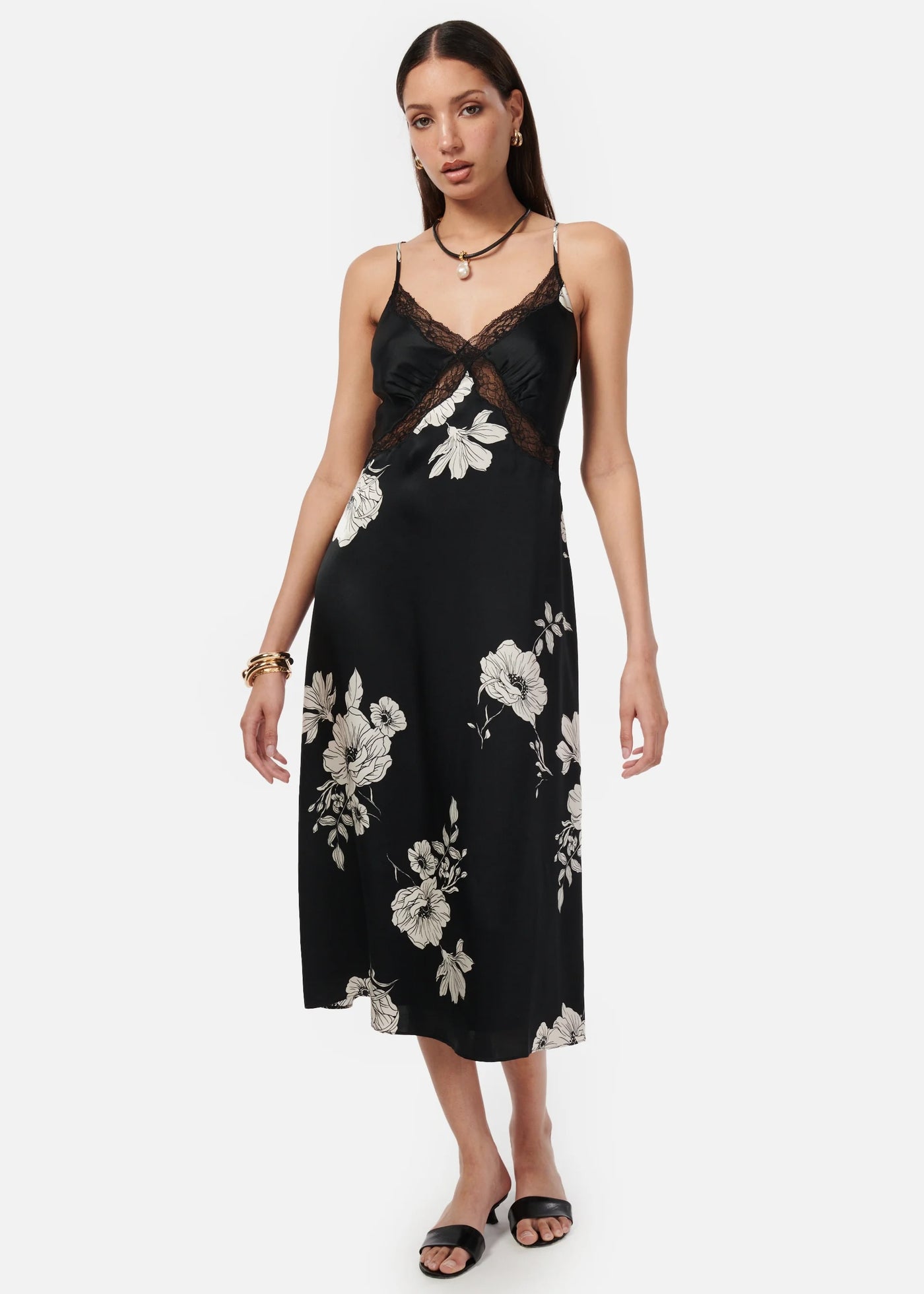 MARILYN DRESS BLACK BOTANICAL