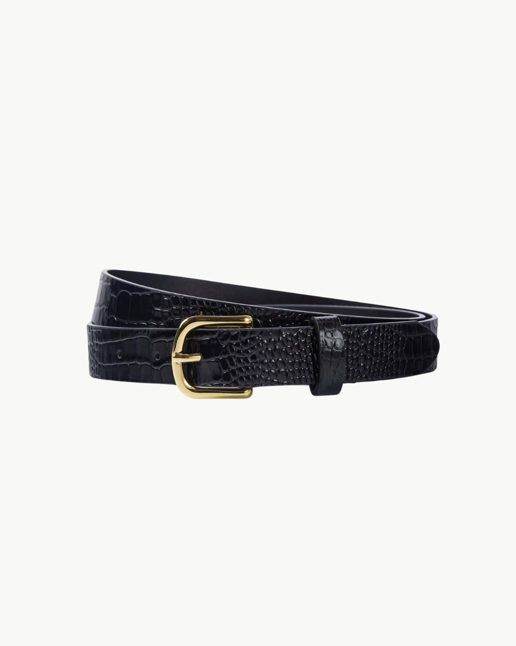 REBECCA BELT IN BLACK EMBOSSED CROC