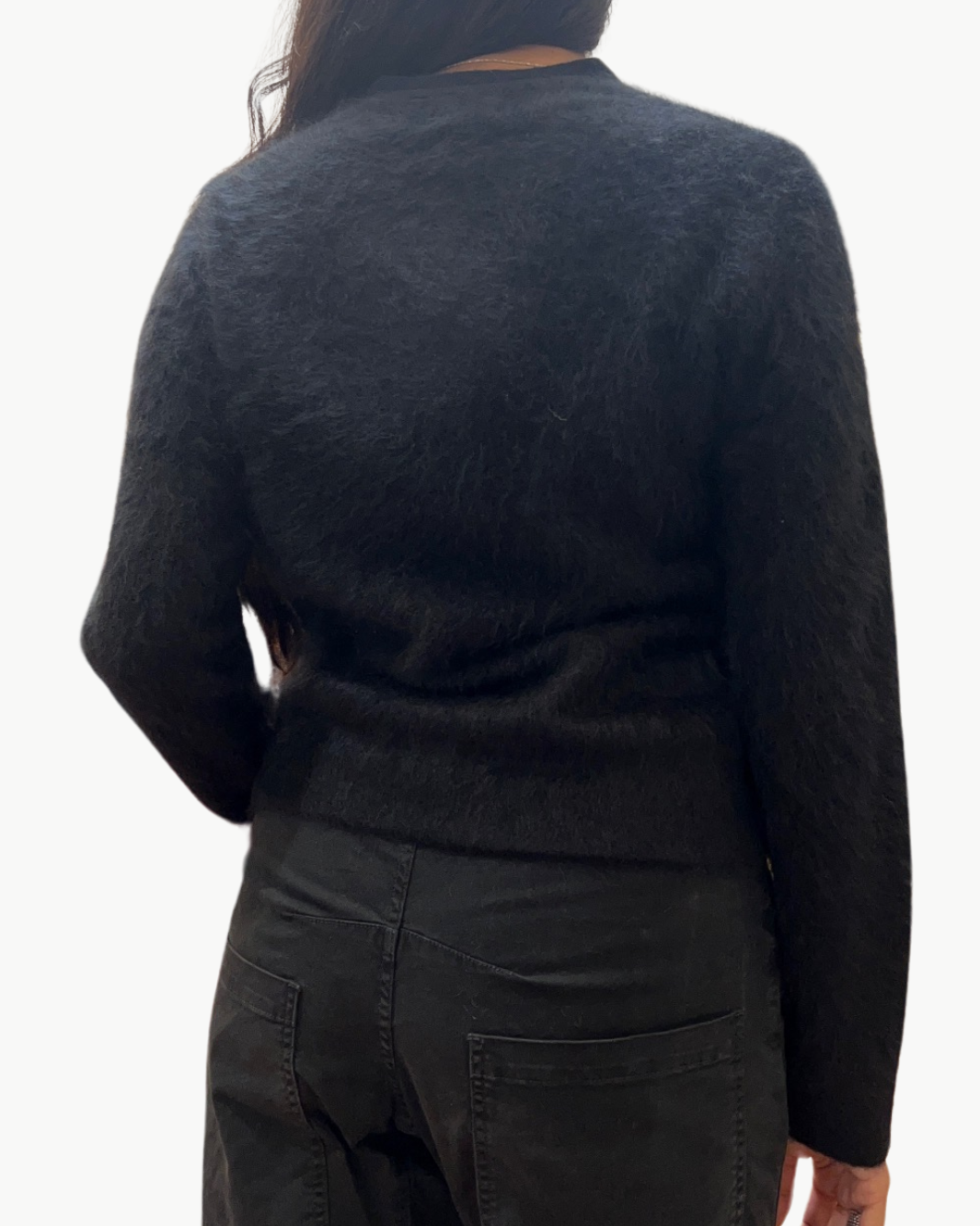 GWENDOLYN CREW NECK CARDIGAN IN BLACK