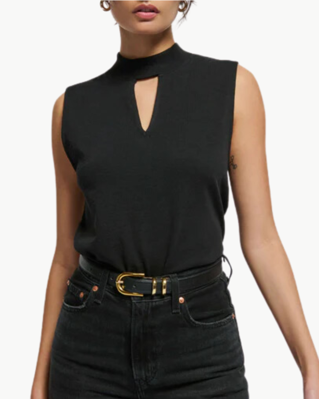 ALBA MOCK NECK TOP IN JET BLACK