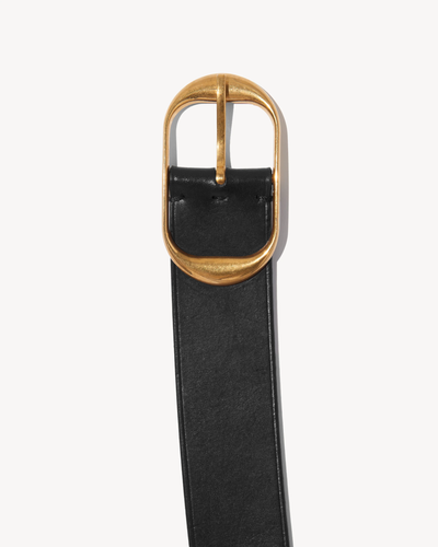 NILI BELT IN BLACK WITH ANTIQUE BRASS BUCKLE