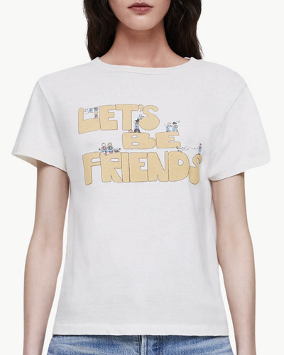 CLASSIC "LETS BE FRIENDS" TEE IN VINTAGE WHITE