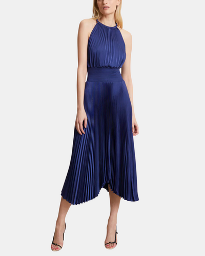 RENZO II PLEATED MIDI DRESS IN RIVIERA