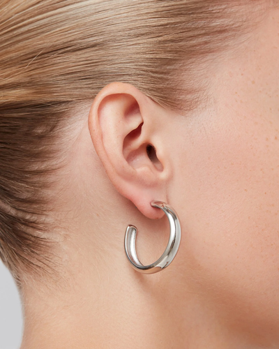 STAPLE HOOPS LARGE IN RHODIUM