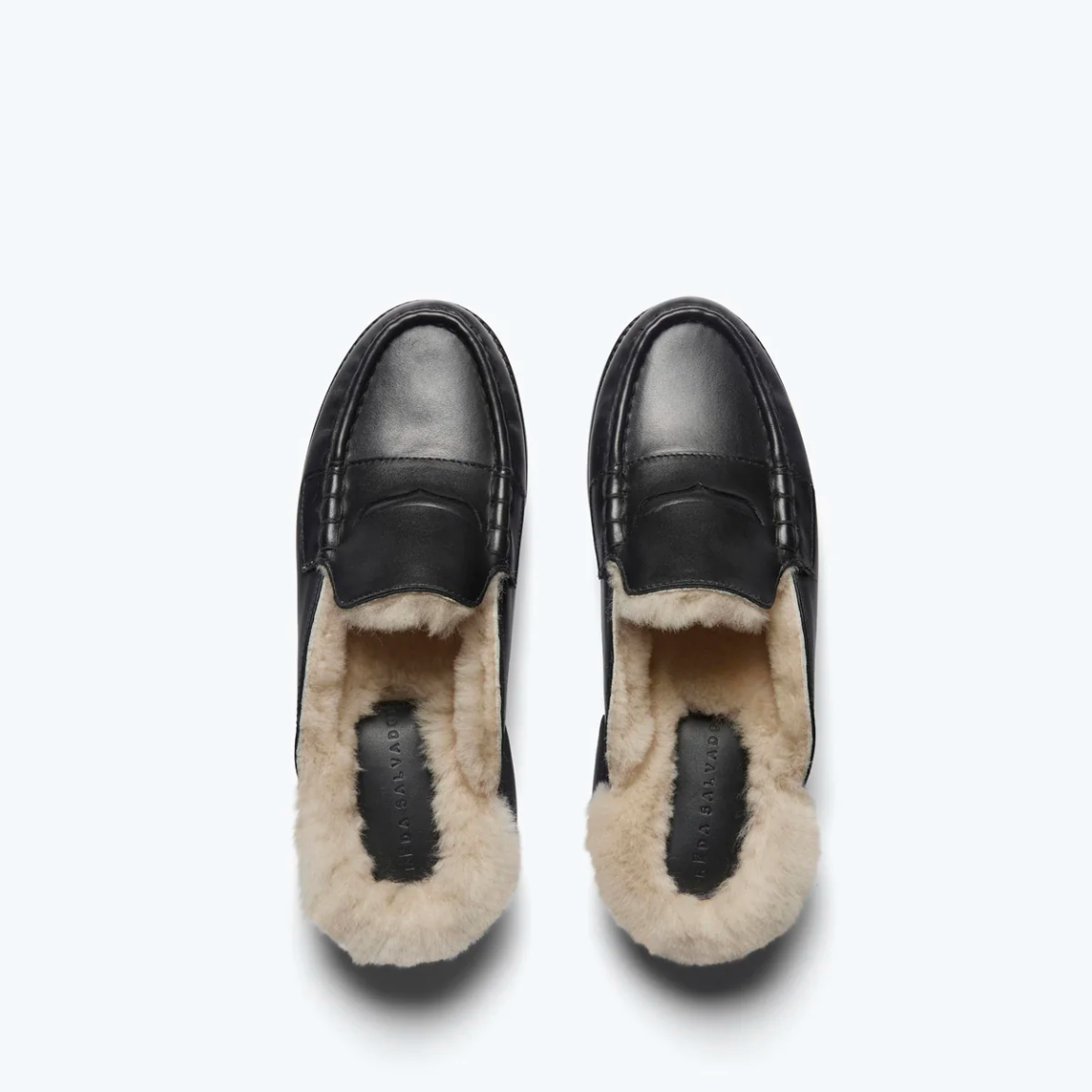 TEMI SLIP ON SHEARLING LOAFER IN BLACK CALF WITH SHEARLING