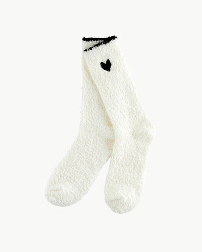 COZY SOCKS IN BLACK TRIM/BLACK HEART