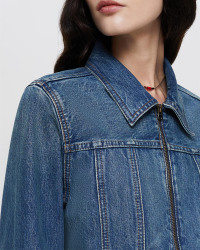 SLIM ZIP JACKET IN CRAFTED INDIGO