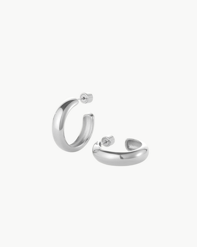 STAPLE HOOPS MEDIUM IN RHODIUM