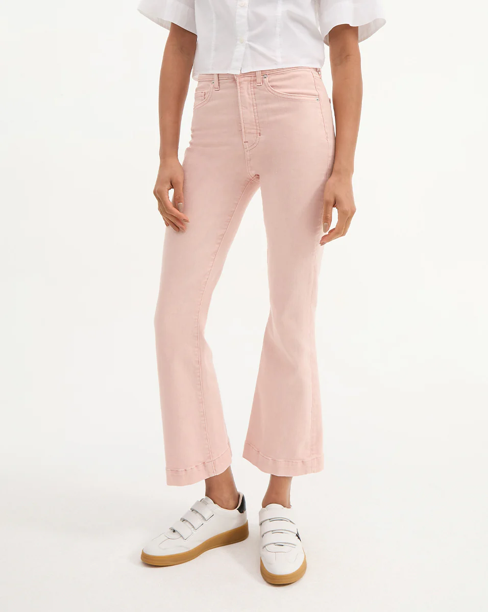 CARSON HIGH RISE ANKLE FLARE IN STONED PINK SHELL