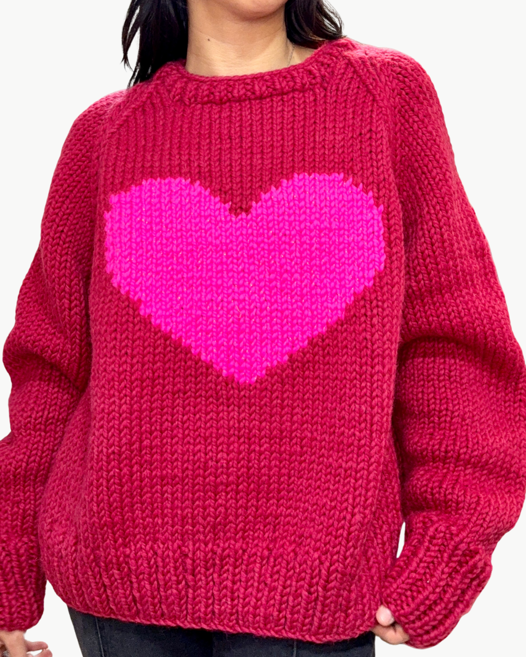 BIG HEART SLOUCHY PULLOVER IN CRANBERRY