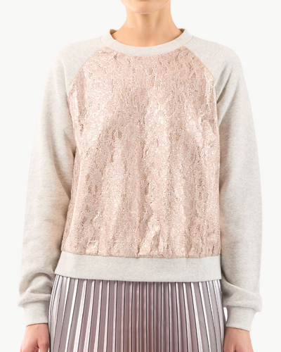 COPPERTONE FOIL SWEATSHIRT IN ROSE GOLD