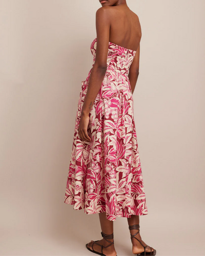 NICOLA MIDI DRESS IN TROPICAL HARVEST PINK