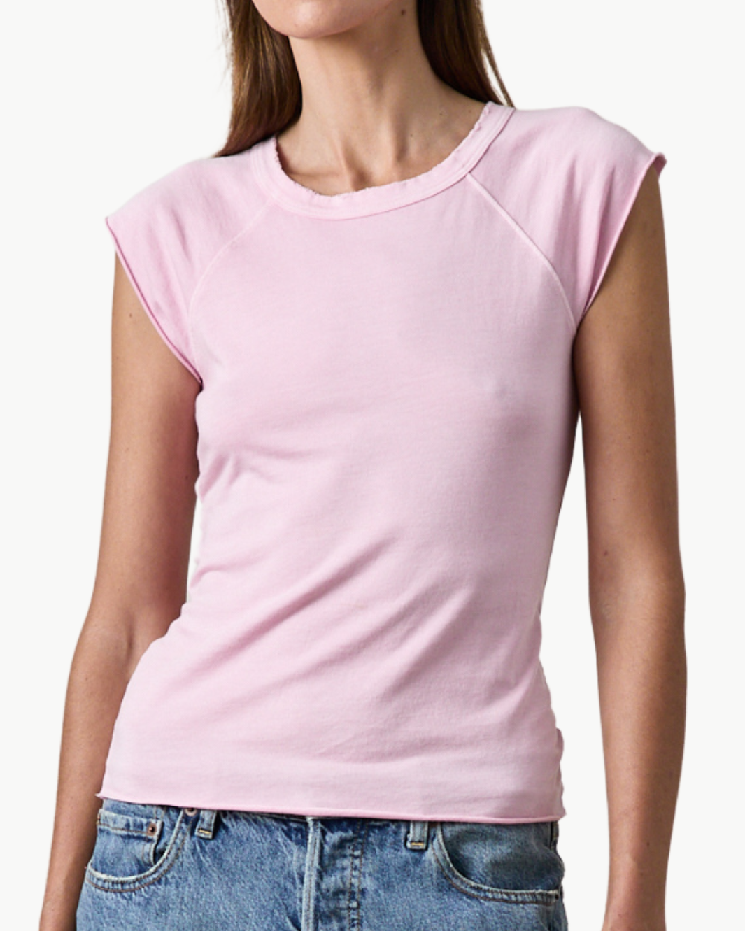 CHLOE LUX JERSEY TEE IN PINK SORBET