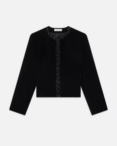 EMBELLISHED VELVET JACKET IN BLACK