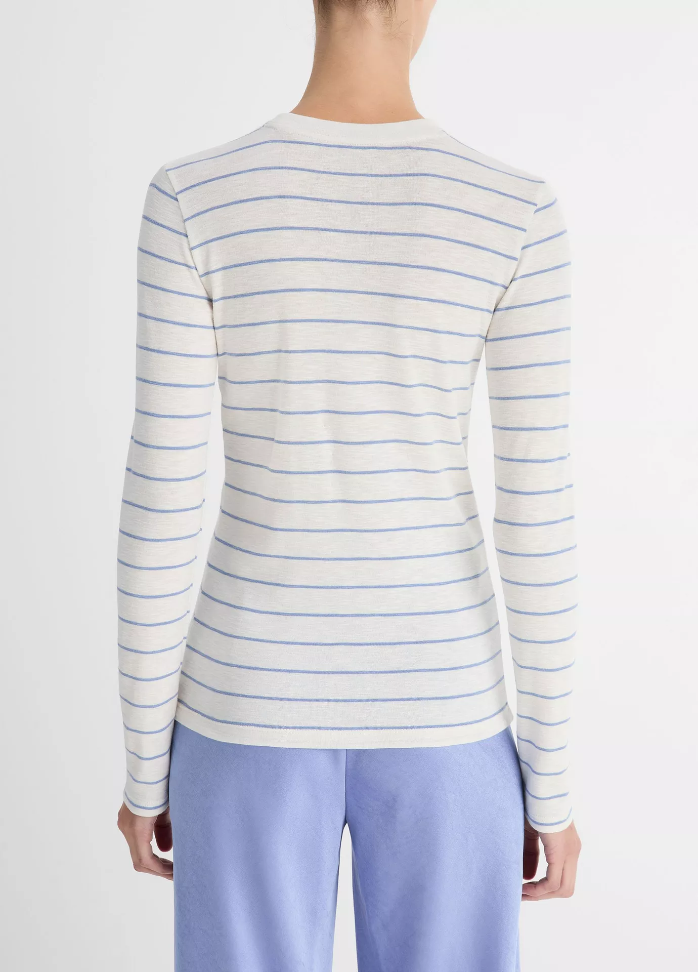 STRIPED LONG SLEEVE CREW IN PACIFIC OPAL COMBO