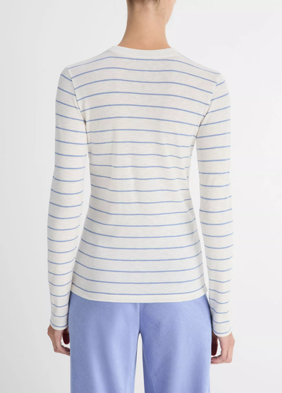 STRIPED LONG SLEEVE CREW IN PACIFIC OPAL COMBO