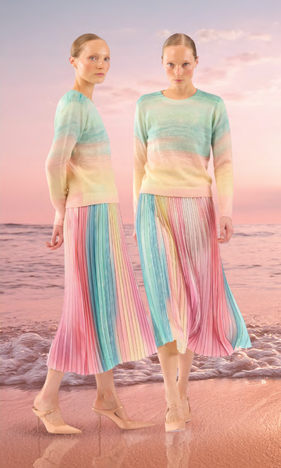 SCATTERED CLOUDS PLEATED SKIRT IN SPARKLING SURF