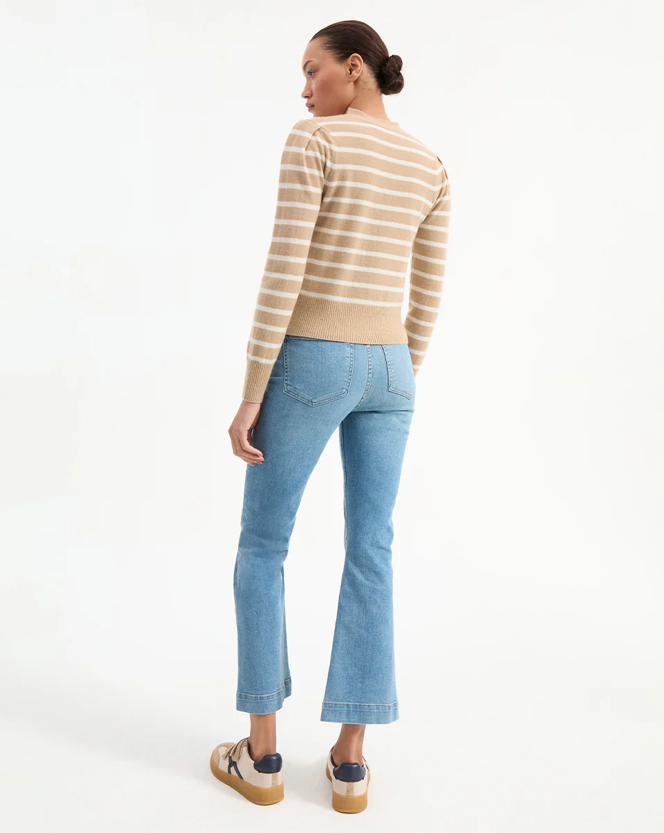 SOLENE CASHMERE CARDIGAN IN SAND/IVORY