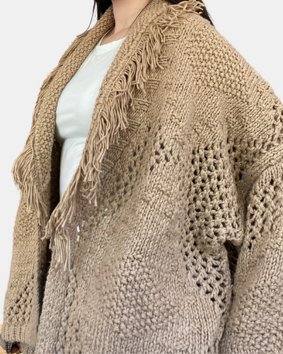 FRINGED SHAWL COLLAR JACKET IN PAPER BAG