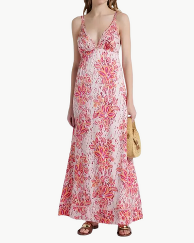 LONG DRESS CASSANDRA IN PINK EXOTIC FOREST