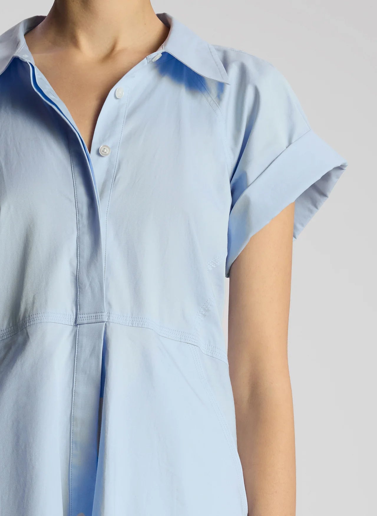 JULIE COTTON MINI SHIRTDRESS IN SKY BLUE - Romi Boutique