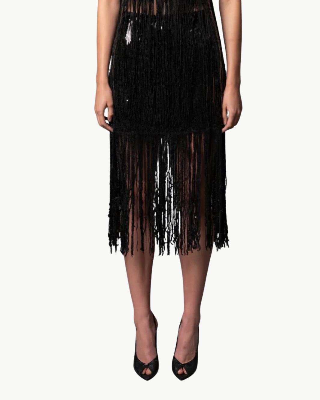 VOLCANIC GLASS SKIRT IN GLASS FRINGE