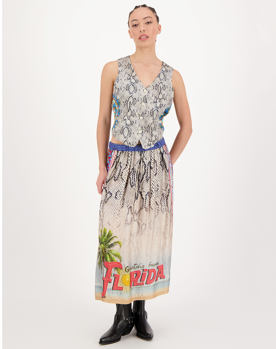 VANESSA PRINTED MIDI SKIRT IN SNAKE CHARMER