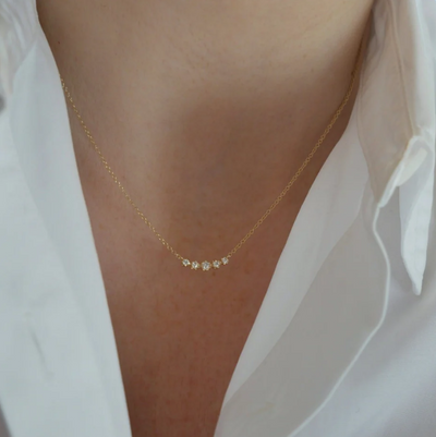 DIAMOND CROWN CRESCENT NECKLACE IN GOLD