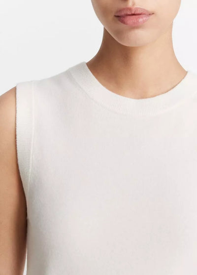 WOOL BLEND CREW NECK SHELL IN OFF WHITE - Romi Boutique