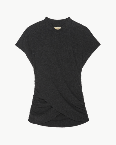 KHLOE TOP IN DARK CHARCOAL HEATHER