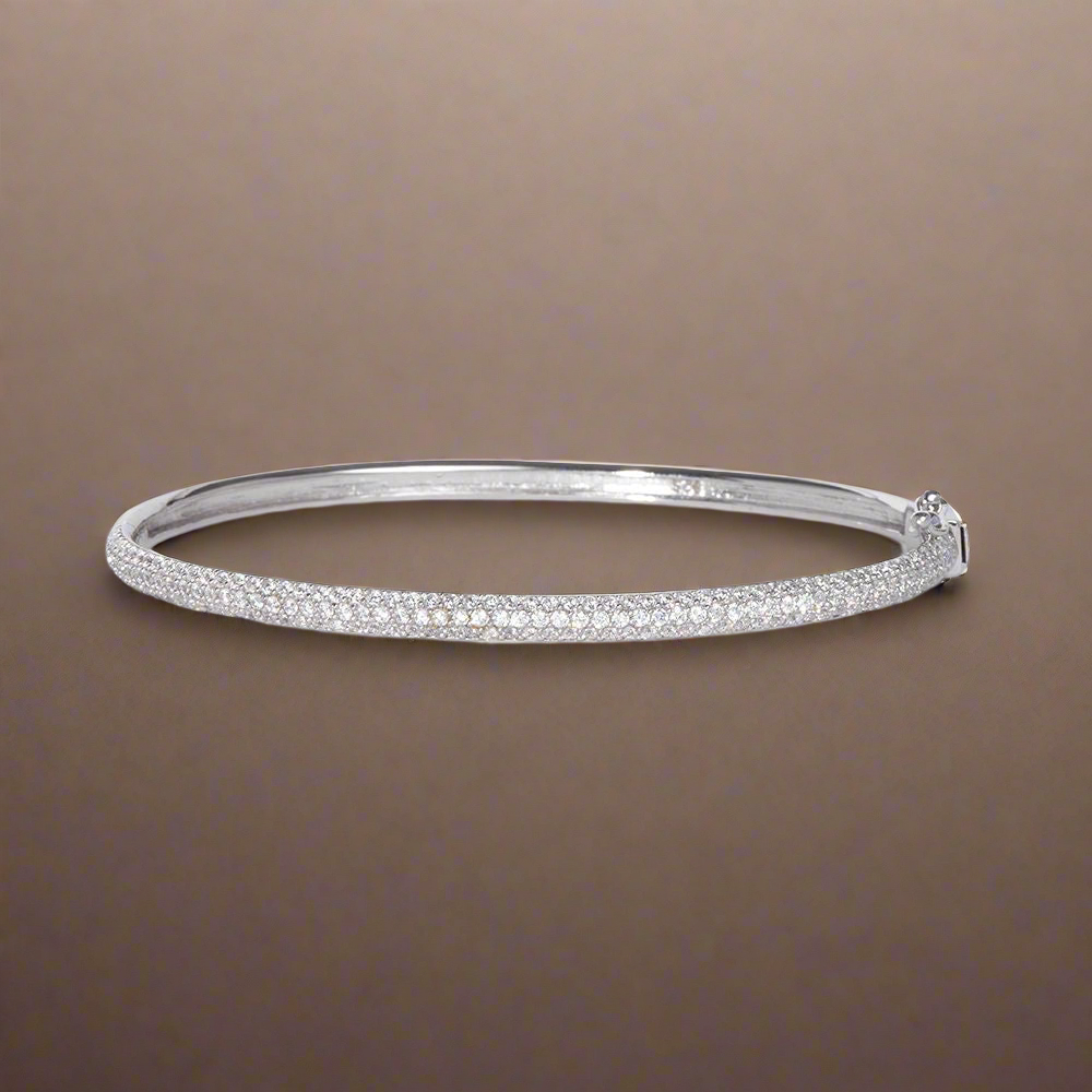 MALIBU BANGLE IN WHITE RHODIUM