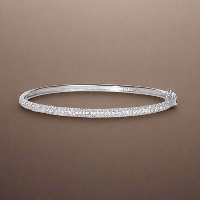 MALIBU BANGLE IN WHITE RHODIUM