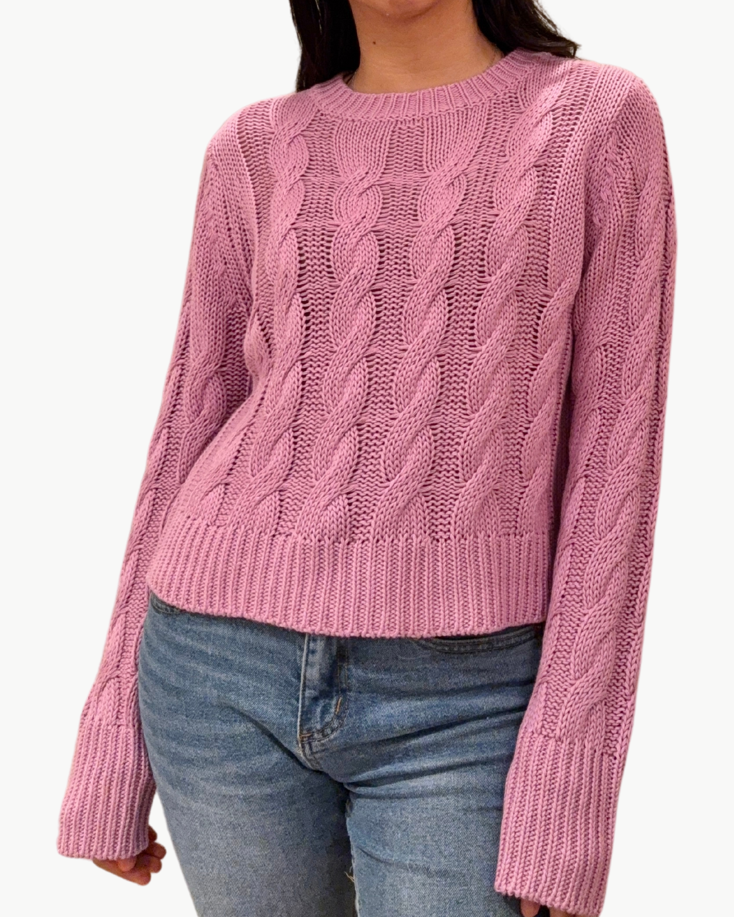 SYDNEY CABLE KNIT SWEATER IN ORCHID