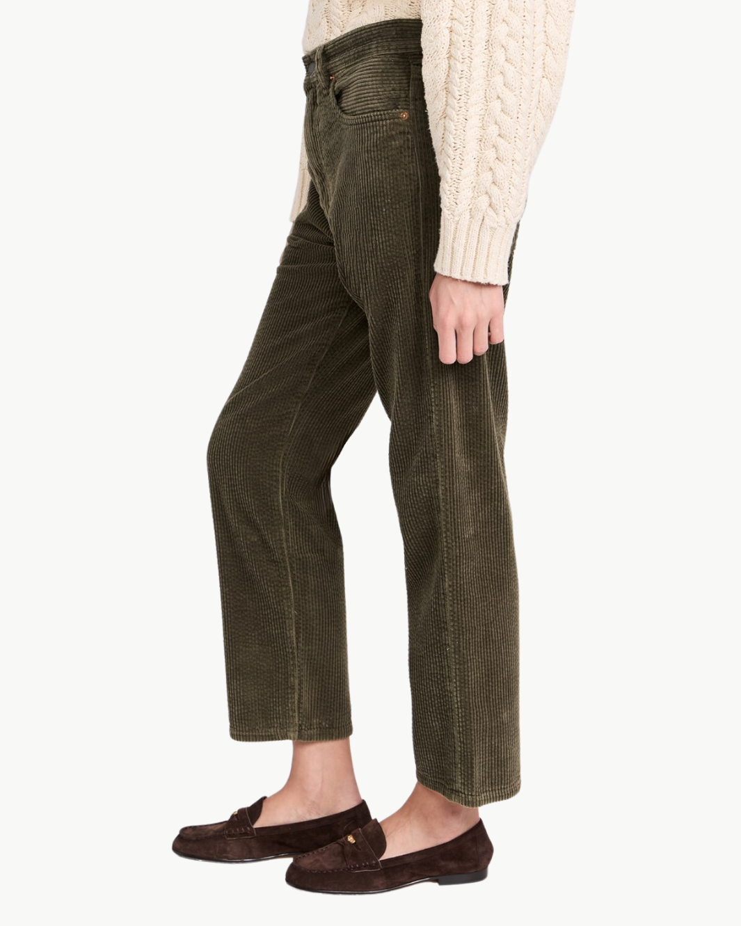 LUCY BOYFRIEND PANT IN OLIVE BUBBLECORD