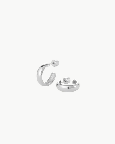 STAPLE HOOPS SMALL IN RHODIUM