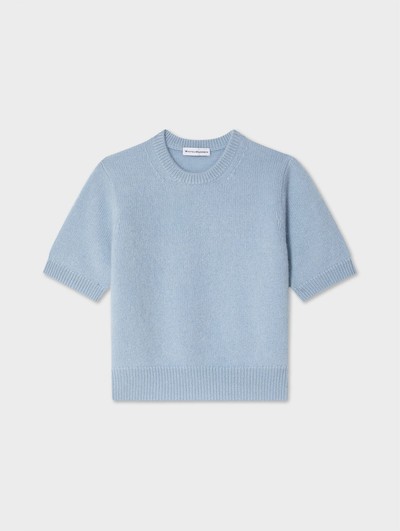 BRUSHED CASHMERE TEE IN MISTY BLUE