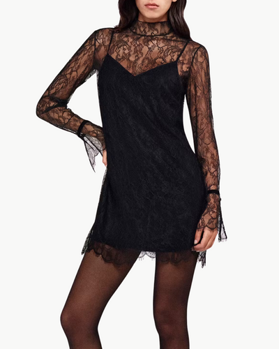 LACE SHIFT DRESS IN BLACK