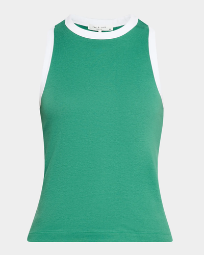 MIA RINGER TANK IN GREEN MULTI