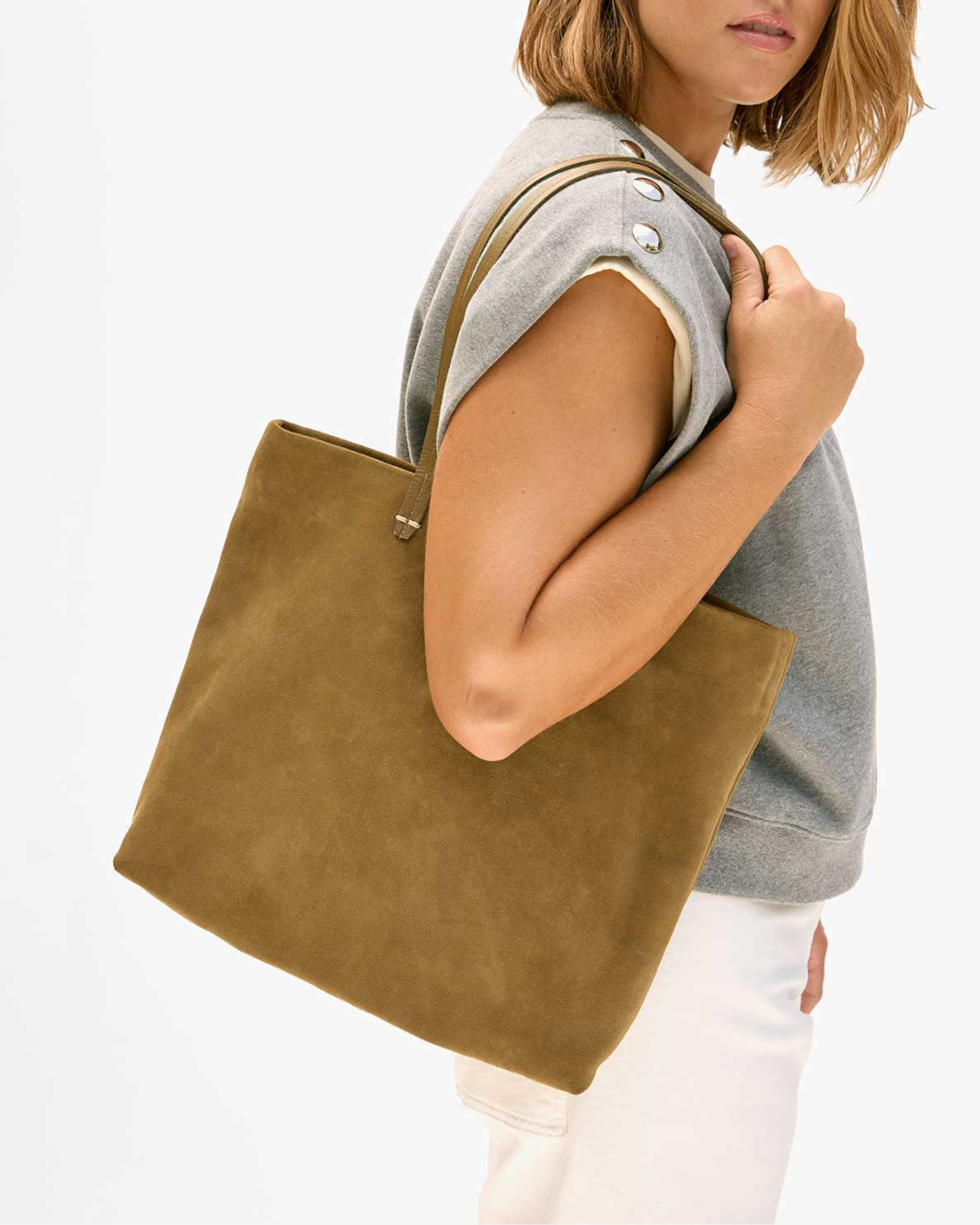 BRANDE TOTE IN OAT SUEDE