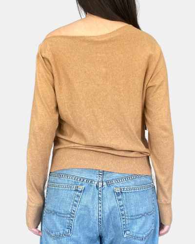 COTTON CASHMERE OFF THE SHOULDER IN CAMEL