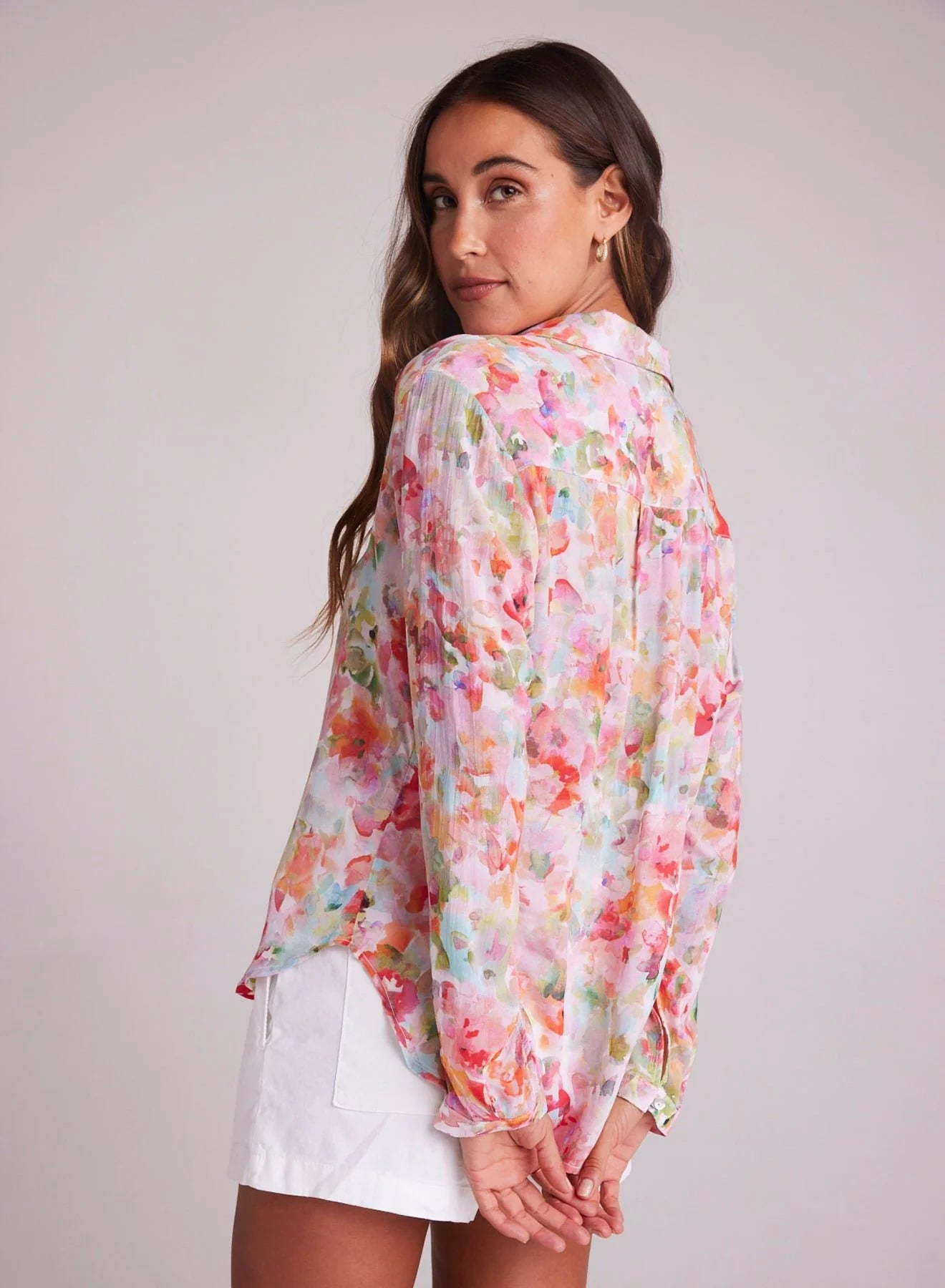 FULL BUTTON DOWN HIPSTER SHIRT IN IPANEMA FLORAL PRINT - Romi Boutique