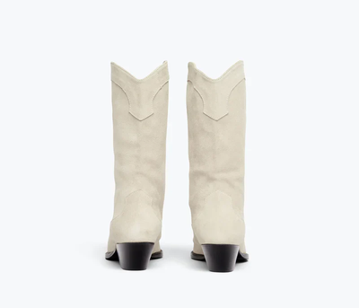 LORETTA WESTERN BOOT IN BONE SUEDE