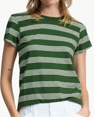 THE SLUB STRIPE TEE IN GREEN MULTI