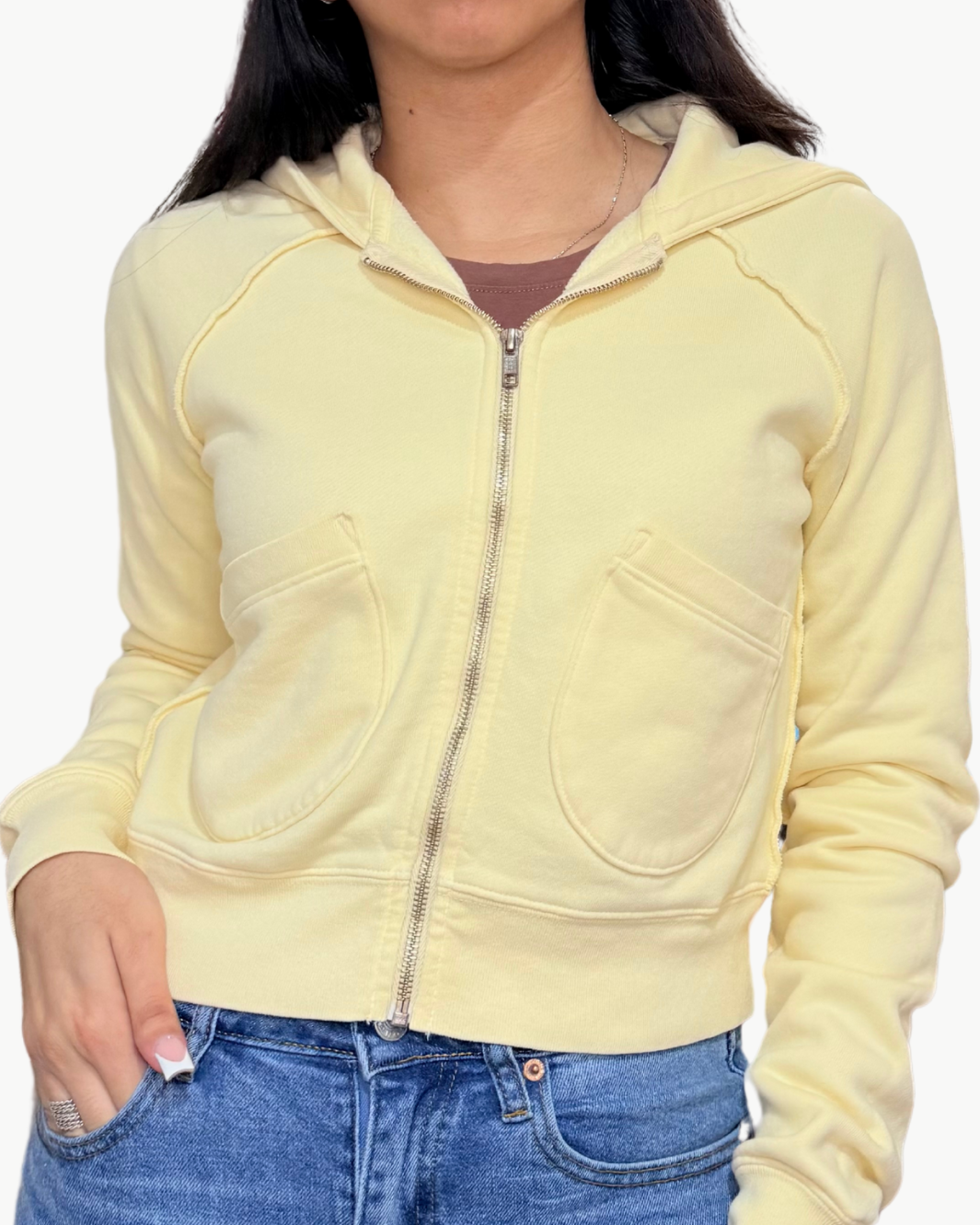 JAX FRONT ZIP HOOD BOMBER JACKET IN LEMONADE