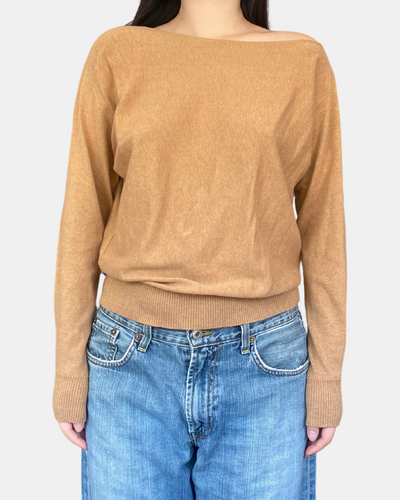 COTTON CASHMERE OFF THE SHOULDER IN CAMEL