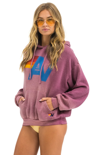 VINTAGE LOGO PULLOVER HOODIE IN FADED BERRY