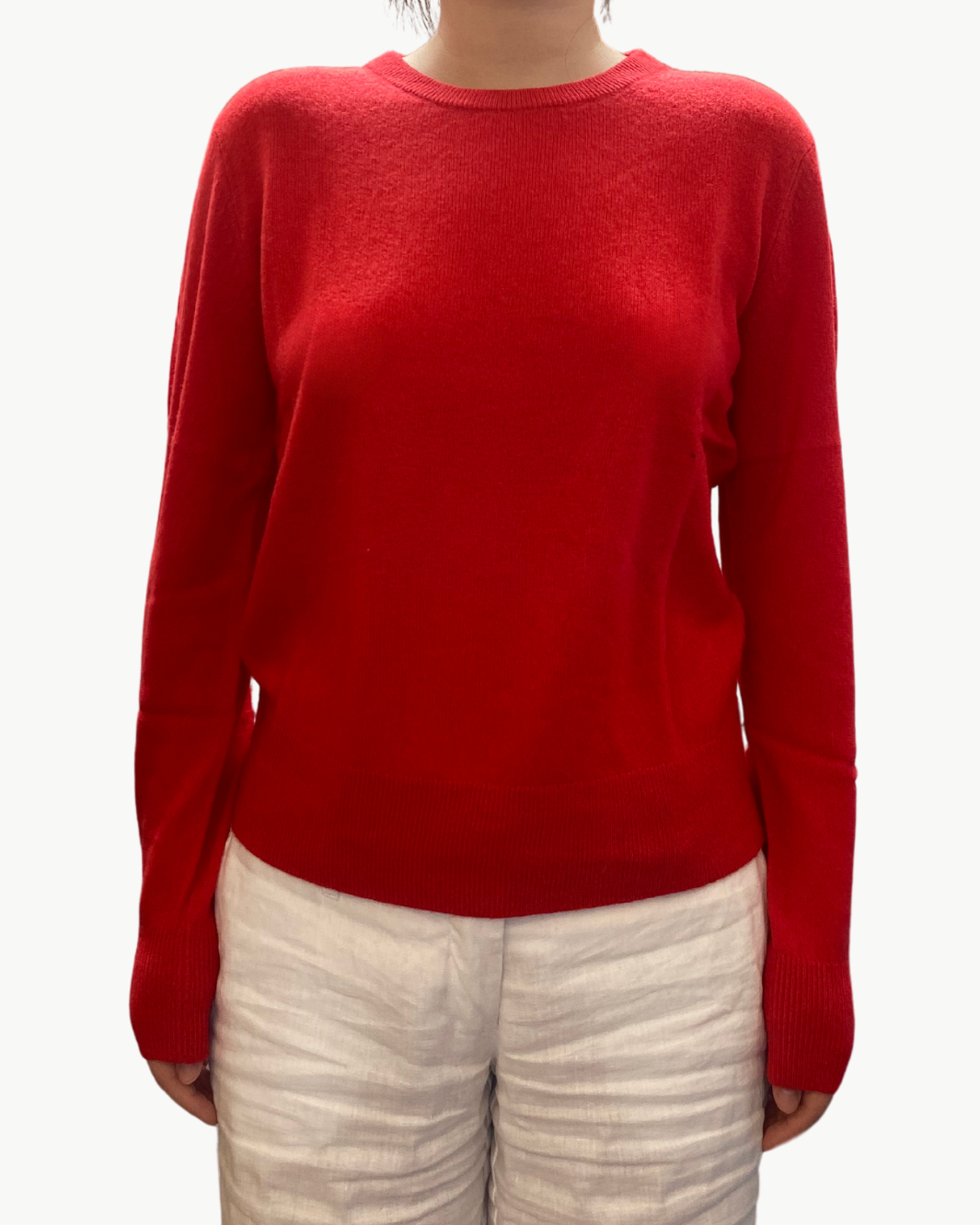 CASHMERE CORE CREWNECK IN BRIGHT SCARLET